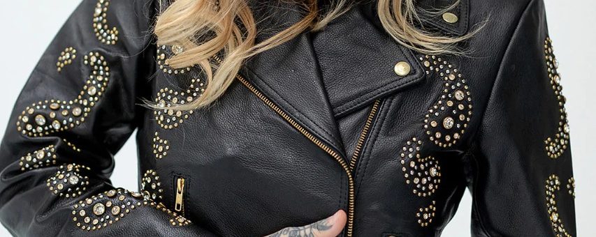 stylish black leather jacket for women