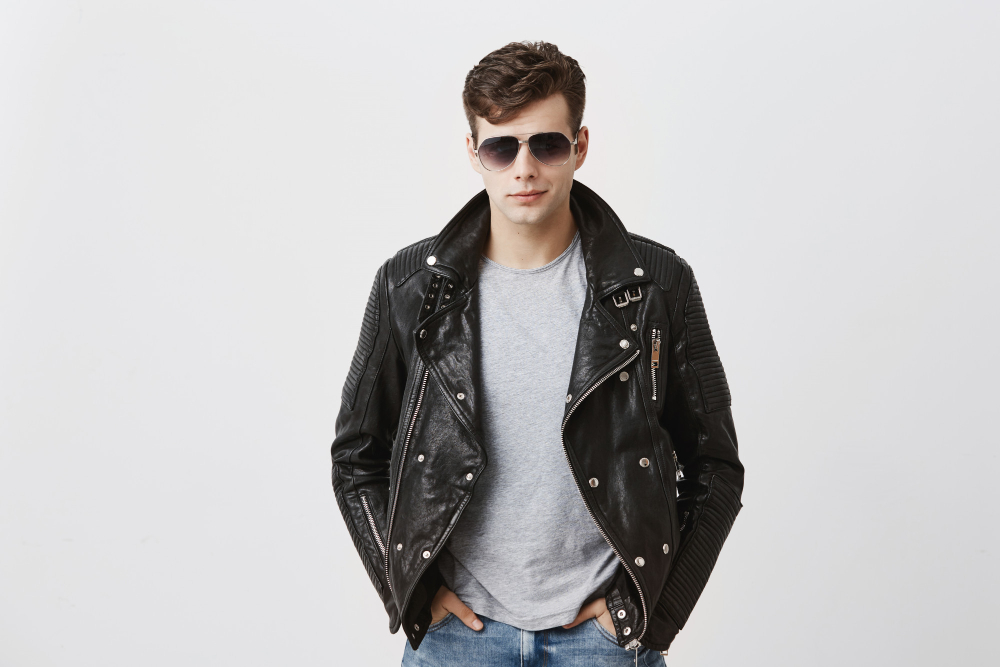 stylish black leather jacket for men - Beauty-Garments